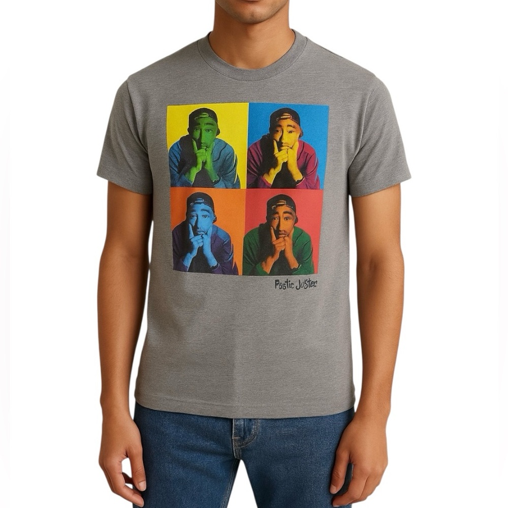 Poetic Justice Tupac Graphic T-Shirt in Gray | Size XS